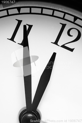 Image of clock, black and white photo