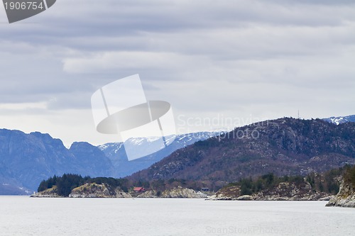 Image of landscape in norway - coastline in fjord