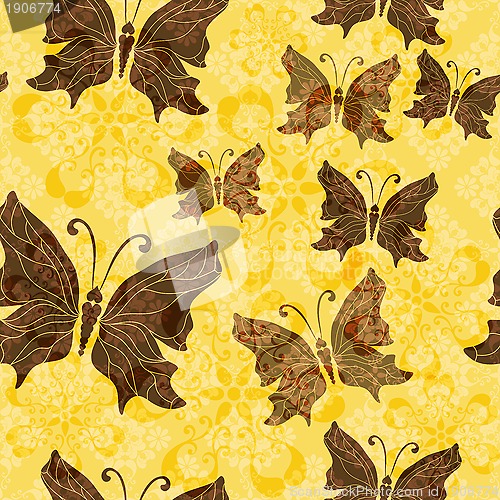 Image of Yellow-brown floral pattern