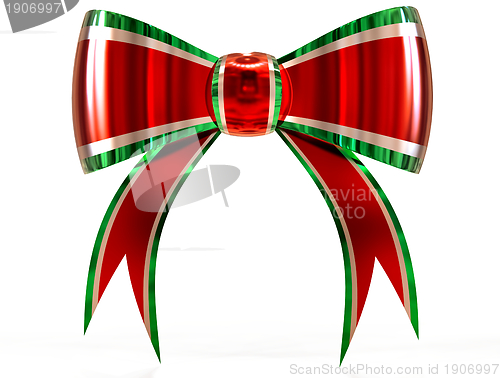 Image of red with green plastic gift bow