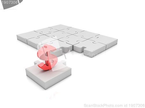 Image of The missing piece is finance dollar sign white jigsaw puzzle 