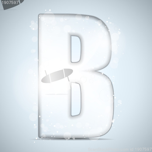 Image of Alphabet Glass Shiny with Sparkles on Background  Letter B