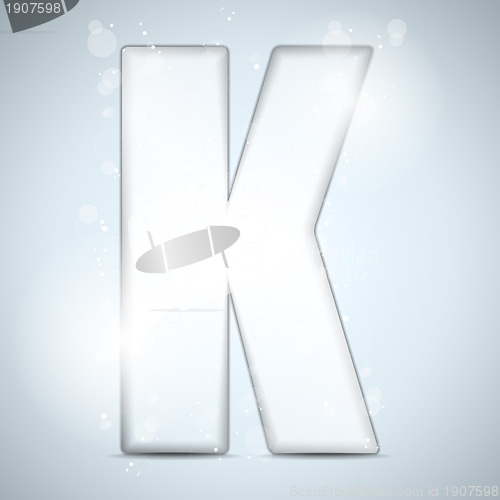 Image of Alphabet Glass Shiny with Sparkles on Background Letter K