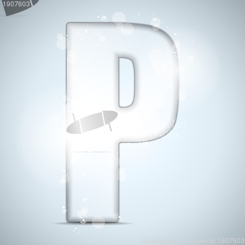 Image of Alphabet Glass Shiny with Sparkles on Background Letter P