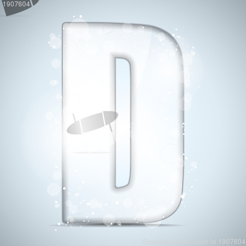 Image of Alphabet Glass Shiny with Sparkles on Background Letter D