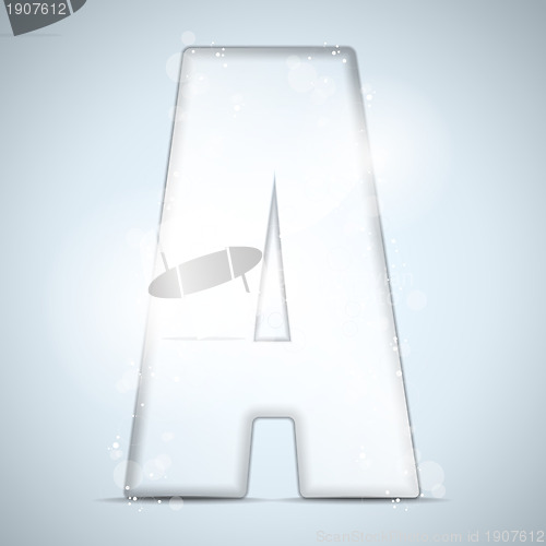 Image of Alphabet Glass Shiny with Sparkles on Background Letter A