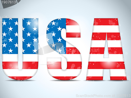 Image of USA Glass Letters with Flag Background