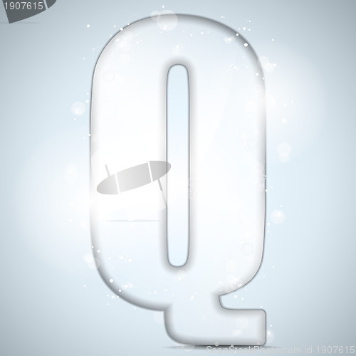 Image of Alphabet Glass Shiny with Sparkles on Background Letter Q