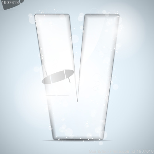 Image of Alphabet Glass Shiny with Sparkles on Background Letter V
