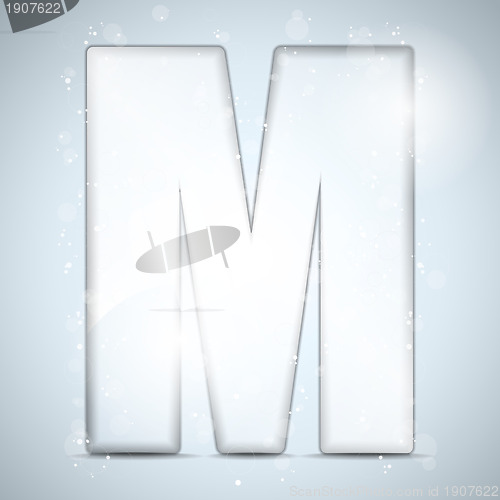 Image of Alphabet Glass Shiny with Sparkles on Background Letter M