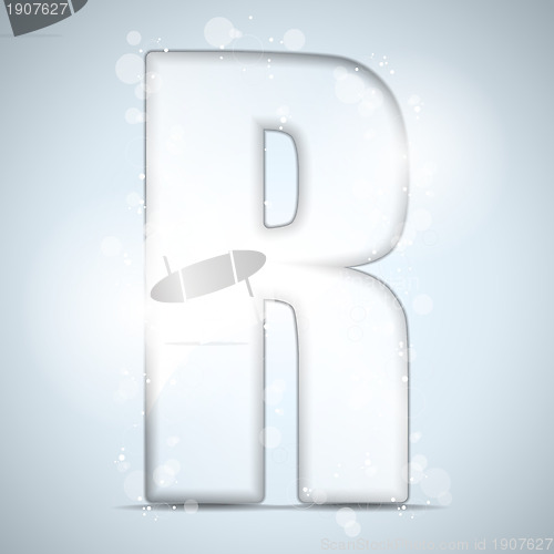 Image of Alphabet Glass Shiny with Sparkles on Background Letter R