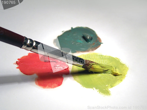 Image of Paint brush and oil colors