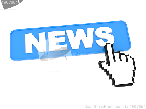 Image of Hand-Shaped Mouse Cursor Press News Button.