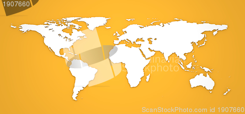 Image of 3D World Map on Orange Background.