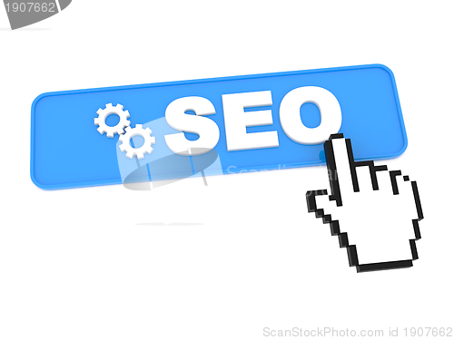 Image of Search Engine Optimization Button and Hand Cursor.