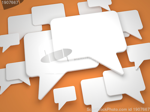 Image of Blank Speech Bubble on Orange Background.