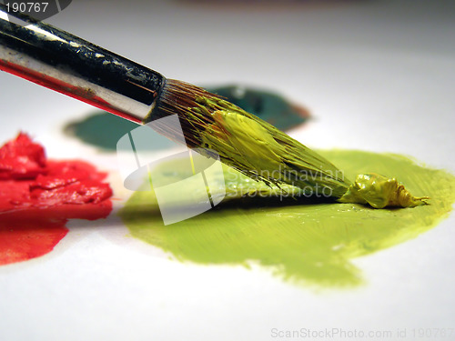 Image of Paint brush and oil colors