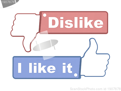 Image of Like and Dislike Thumbs - Social Media Concept.