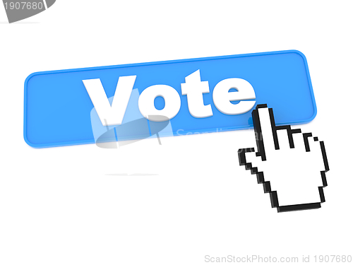 Image of Blue Vote Button or Switch on White Background.