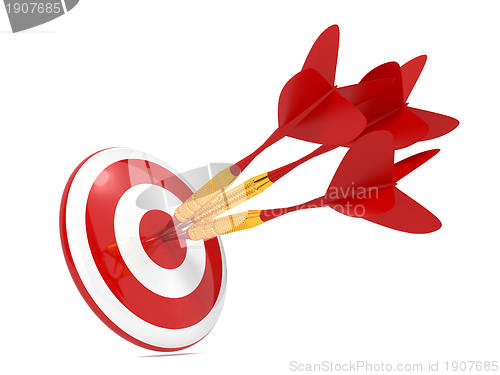 Image of Dart Hitting a Target, Isolated On White.