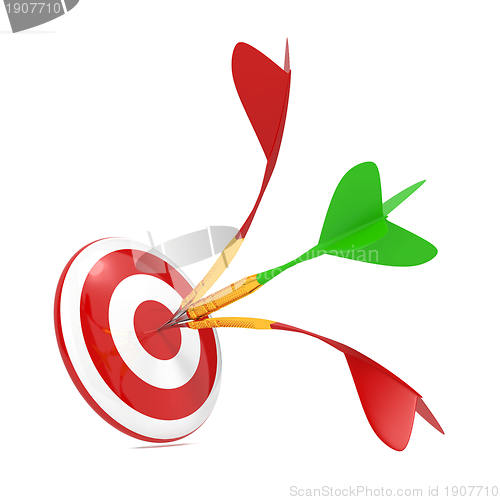 Image of Dart Hitting a Target, Isolated On White.