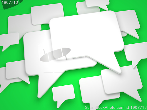 Image of Blank Speech Bubble on Green Background.