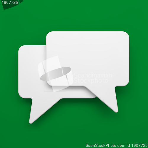 Image of Blank Speech Bubble on Green Background.