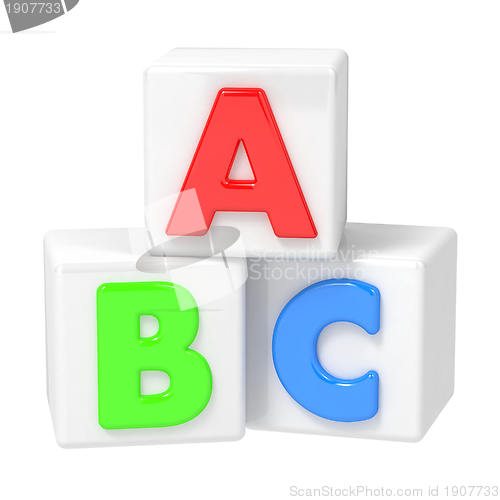 Image of ABC Building Blocks on White Background.