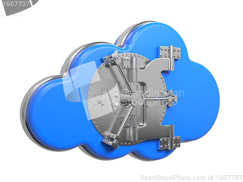 Image of Cloud with Safe Door. Computing Concept.