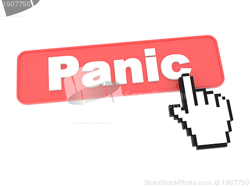 Image of Red Web Button with Word Panic on It.