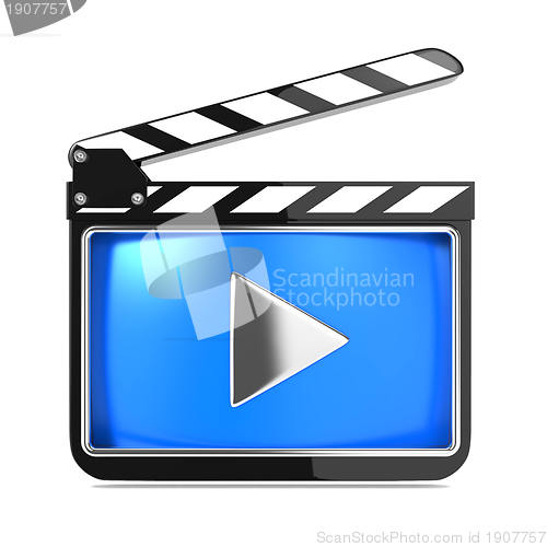 Image of Clapboard with Blue Screen. Media Player Concept.