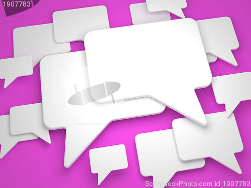 Image of Blank Speech Bubble on Lilac Background.