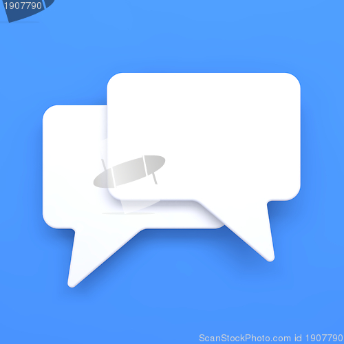 Image of Blank Speech Bubble on Blue Background.