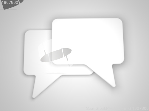 Image of Blank Speech Bubble on Grey Background.