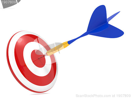 Image of Dart Hitting a Target, Isolated On White.