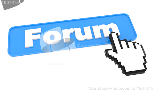 Image of Blue Button with word Forum on it.