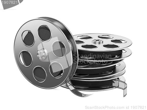 Image of Clapboard and Film Reel with Film.