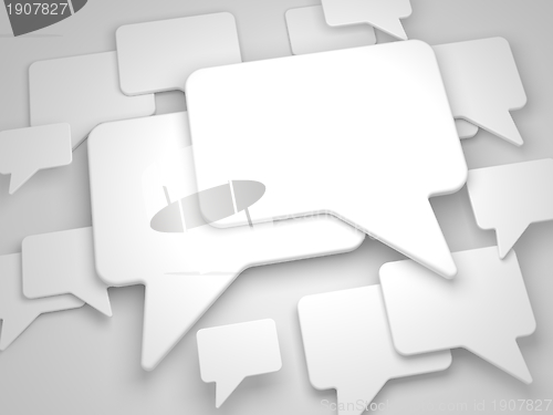 Image of Blank Speech Bubble on Grey Background.