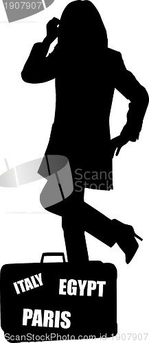 Image of Silhouette of a woman traveling