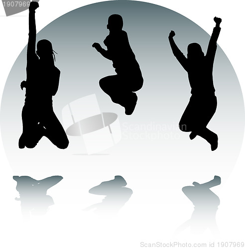 Image of Silhouettes of jumping teenagers