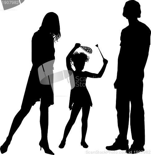 Image of Silhouettes of happy family