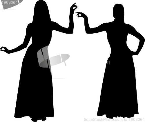Image of Silhouettes of women dancing belly
