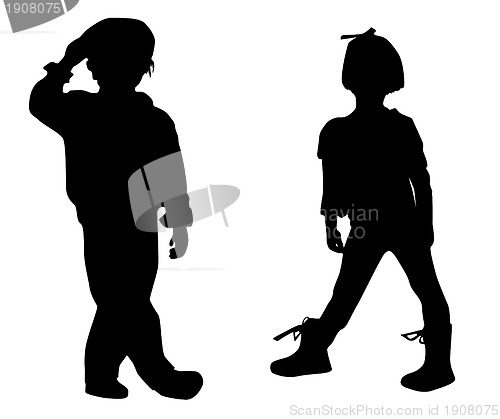 Image of Silhouette happy children