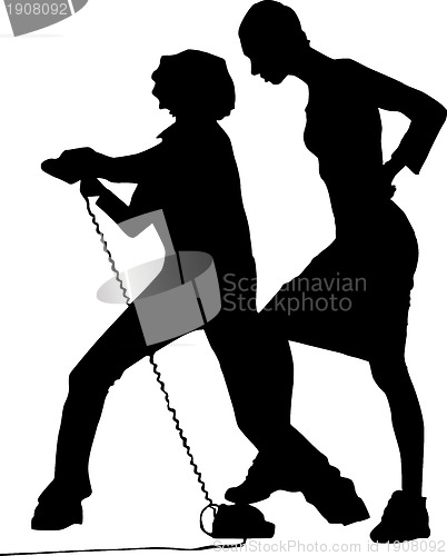 Image of Two girls with telephone