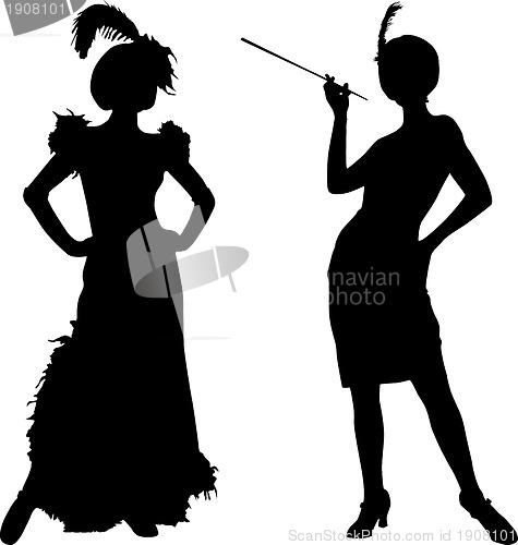 Image of Silhouettes of women from cabaret