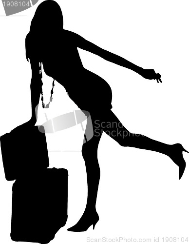Image of Silhouette of a woman traveling