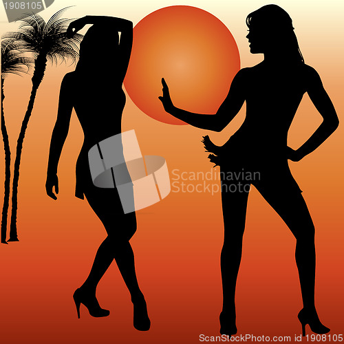 Image of Silhouettes of dancing women