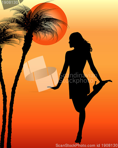 Image of Silhouette of dancing woman