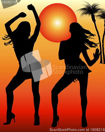 Image of Silhouettes of dancing women