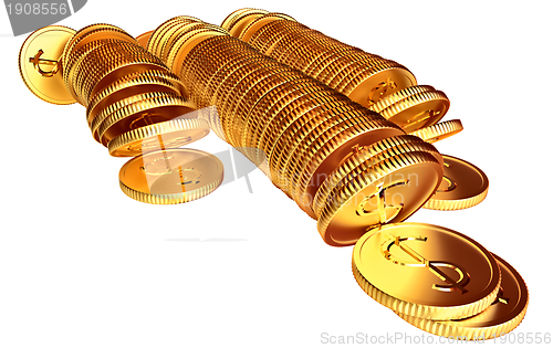 Image of Stacks of gold dollar coins